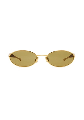 Bottega Veneta Oval Sunglasses in Gold & Green - Green. Size all.
