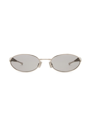 Bottega Veneta Oval Sunglasses in Silver & Grey - Grey. Size all.