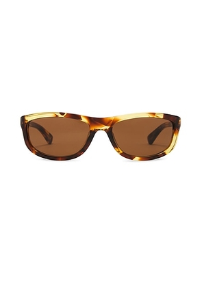 Bottega Veneta Rectangular Sunglasses in Havana & Brown - Black. Size all.