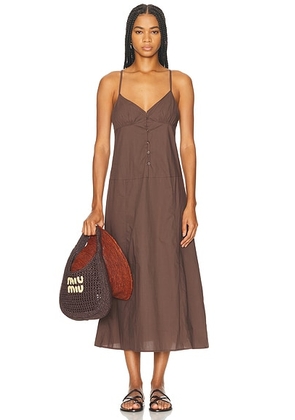 Deiji Studios Double Seam Dress in Chocolate - Chocolate. Size L (also in M, S, XS).