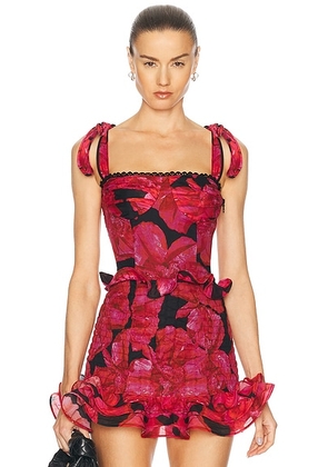 Charo Ruiz Ibiza Dessine Top in Black Blossom - Red,Black. Size S (also in M, XS).