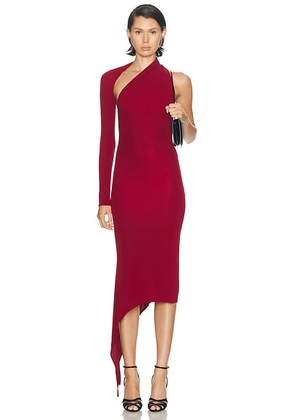 Courreges One Shoulder Crepe Jersey Dress in Grenat - Red. Size M (also in L).