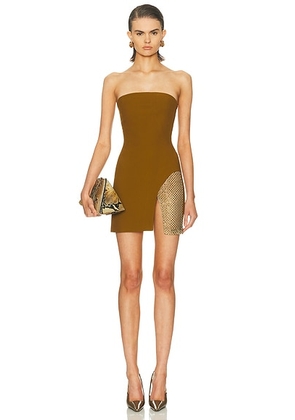 THE ATTICO Strapless Mini Dress in Military Green - Green. Size 40 (also in 36, 38, 42, 44).
