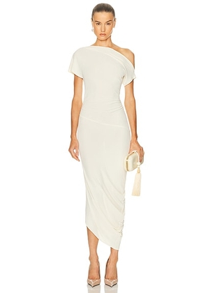 EAVES Lian Twist Midi Dress in Bone - Ivory. Size L (also in XL, XS).