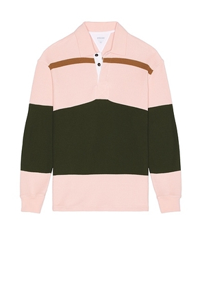 Bottega Veneta Jumbo Cotton Pique Stripe Polo in Camelia  Camo  & Jute - Pink. Size M (also in L, S).