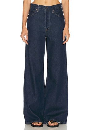 AGOLDE Dame High Rise Wide Leg Jeans in Foxley - Blue. Size 25 (also in 26, 27, 28).