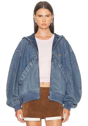 THE ATTICO Denim Bomber Jacket in Sky Blue - Blue. Size 38 (also in 40, 44).