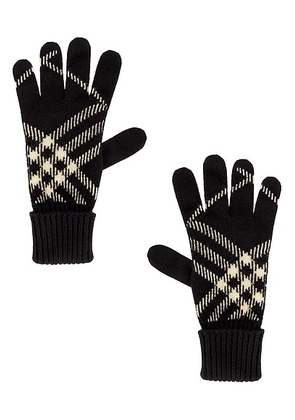 Burberry Core Check Gloves in Black & Calico - Black. Size S/M (also in M/L).