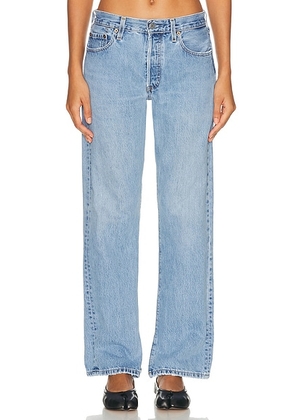 Aligrace Vintage Relaxed Split Jeans in Light Medium - Blue. Size 33 (also in 23, 30, 31, 32).
