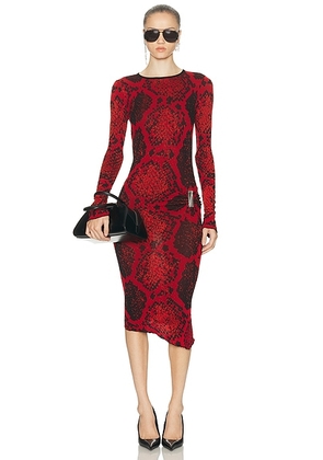 THE ATTICO Python Midi Dress in Red - Red. Size 44 (also in 36, 40, 42).