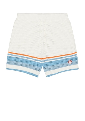 Casablanca Faux Crochet Shorts in Blue Multi - White. Size L (also in M, XL/1X).