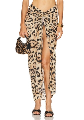 Agua by Agua Bendita Lavanda Jaguar Midi Pareo in Multi - Brown. Size all.