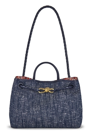 Bottega Veneta Medium Andiamo Denim Bag in Navy  White  Abyss  Tan  & Muse Brass - Navy. Size all.