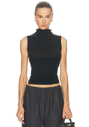 Enza Costa Cashmere Sleeveless Twist Top in Charcoal - Charcoal. Size L (also in M, S, XS).