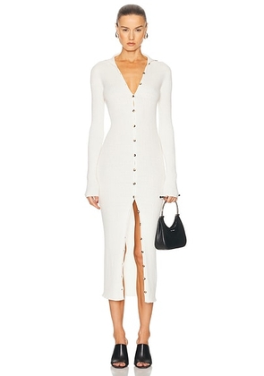 Courreges Light Rib Cardigan Long Dress in Heritage White - White. Size XS (also in L).