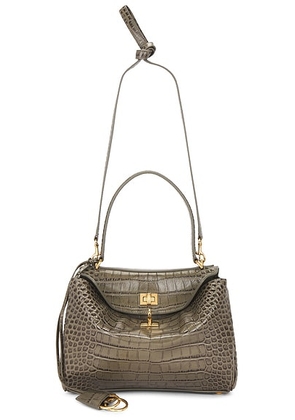 Balenciaga Rodeo Small Croc Embossed Top Handle Bag in Army Green - Army. Size all.