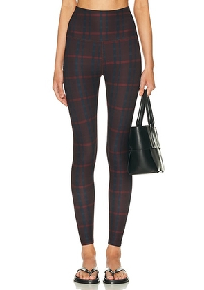 Beyond Yoga SoftMark High Waisted Midi Legging in Dark Cherry Prep Plaid - Wine. Size L (also in M, S, XS).