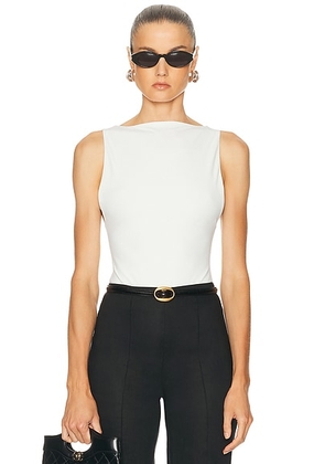 EAVES Rian Bodysuit in White - White. Size L (also in M, S, XL, XS, XXS).