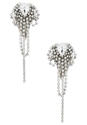 Alessandra Rich Dangle Earrings in Crystal & Silver - Metallic Silver. Size all.