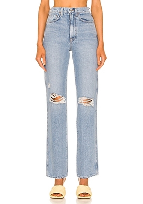 GRLFRND Sara Super High Rise Slim Straight Jeans in Red Rock - Denim-Light. Size 24 (also in 23, 25, 26, 27).