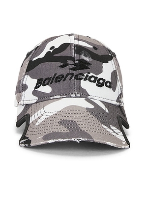 Balenciaga Camo Cap in Grey & Black - Grey. Size L (also in M, S).