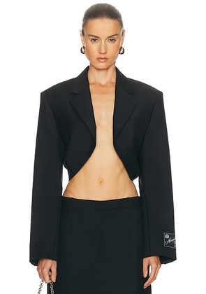 Alexander Wang Cropped Drape Back Blazer in Black - Black. Size 0 (also in 2, 6, 8).