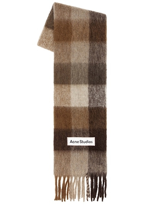 Acne Studios Vally Scarf in Dark Brown  White  & Brown - Brown. Size all.