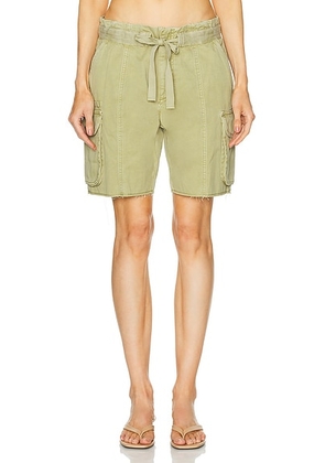 GRLFRND Slouchy Utility Twill Short in Light Olive - Olive. Size XS (also in S).
