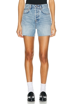 GRLFRND Jules Vintage Cut Off Short in Bluebird Fray - Blue. Size 24 (also in 23, 32).