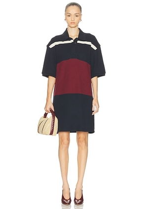 Bottega Veneta Short Sleeve Polo Dress in Navy  Burdundy  & Quinoa - Navy. Size L (also in M, S, XS).