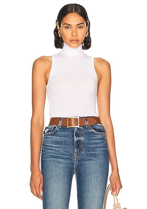 Helsa Turtleneck Tank in 2nd Skin Jersey in White - White. Size M (also in L, XL).