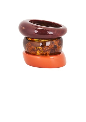 Ben-amun for FWRD Bangle Bracelet Set in Red  Tan  & Orange - Brown. Size all.
