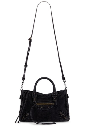 Balenciaga Le City Small Washed Denim Bag in Black - Black. Size all.