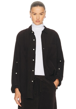 Citizens of Humanity Kayla Shirt in Barrister - Chocolate. Size L (also in M, S, XS).