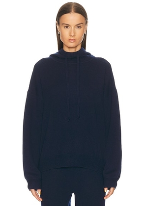 EAVES Danna Core Knit Hoodie in Navy - Navy. Size L (also in M, S, XL, XS, XXS).