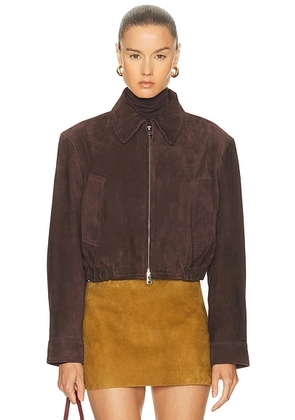 AGOLDE Nahlia Cropped Suede Jacket in Root - Brown. Size L (also in ).