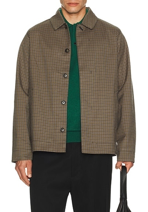 Barbour Check Short Lorden Showerproof Jacket in Stone & Navy Check - Grey. Size M (also in L, S, XL/1X).