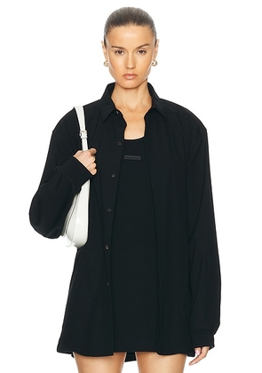 Fear of God Half Placket Shirt in Black - Black. Size M (also in S).