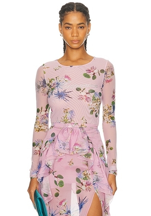 Blumarine Tulle T-shirt in Dahlia & Brilliant Blue - Pink. Size M (also in L, S, XS).