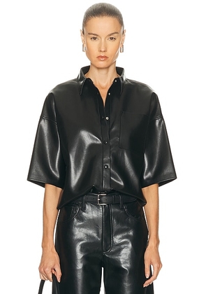 Citizens of Humanity Frances Cropped Cape Button Up in Black - Black. Size M (also in L, S, XL, XS).