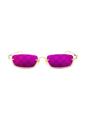 Gucci GG Upside Down Rectangular Sunglasses in Gold & Violet - Metallic Gold. Size all.