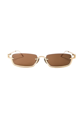 Gucci GG Upside Down Rectangular Sunglasses in Gold - Metallic Gold. Size all.
