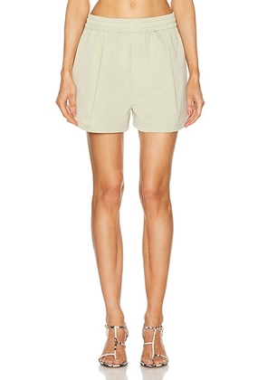 GRLFRND Tech Gabardine Boxer Shorts in Light Olive - Olive. Size L (also in S, XL, XS).