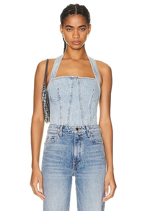 GRLFRND Tianna Halter Bustier in Riviera - Denim-Light. Size XS (also in XXS).