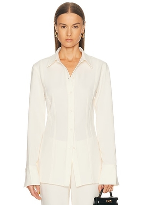 EAVES Lovise Polished Crepe Blouse in White - White. Size L (also in M, S, XL, XS, XXS).