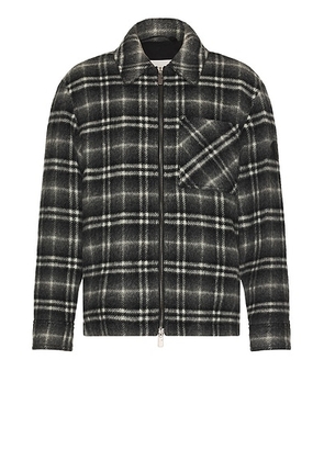 Burberry Oran Overshirt in Chess Black & Bass Grey - Grey. Size L (also in M, S, XXL/2X).