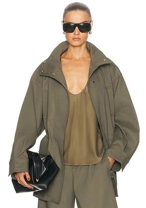 EAVES Mai Compact Suiting Parka Jacket in Olive - Olive. Size L (also in XL).