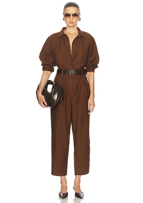 FRAME Standaway Pocket Jumpsuit in Talon - Brown. Size S (also in ).