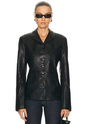 EAVES Sigrun Leather Jacket in Black - Black. Size L (also in M, S, XL, XS, XXS).