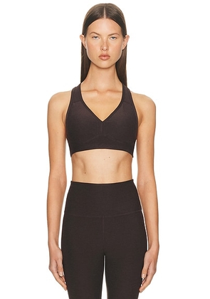 Beyond Yoga Spacedye Lift Your Spirits Bra in Dark Chocolate Heather - Chocolate. Size L (also in M, XS).